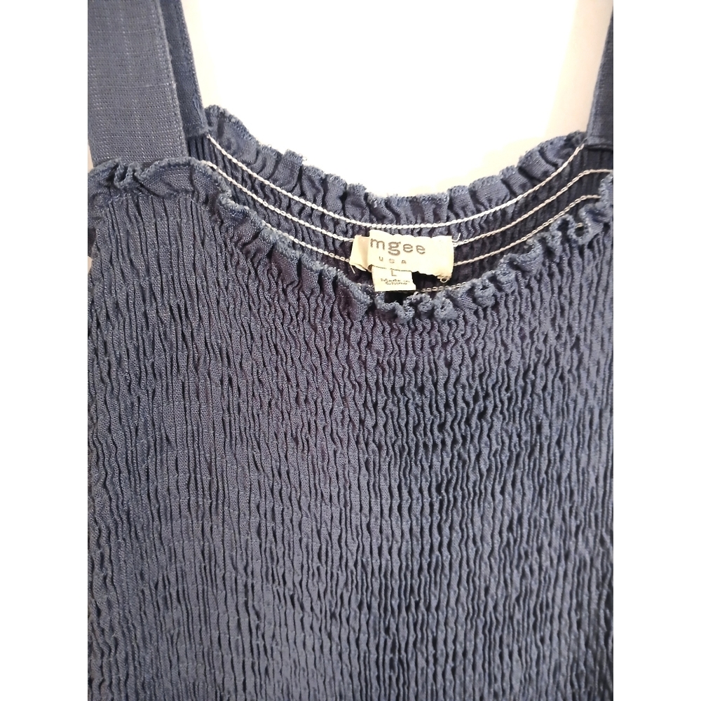 UMGEE Linen Blend Smocked Wide Leg Jumpsuit L - Picture 6 of 7